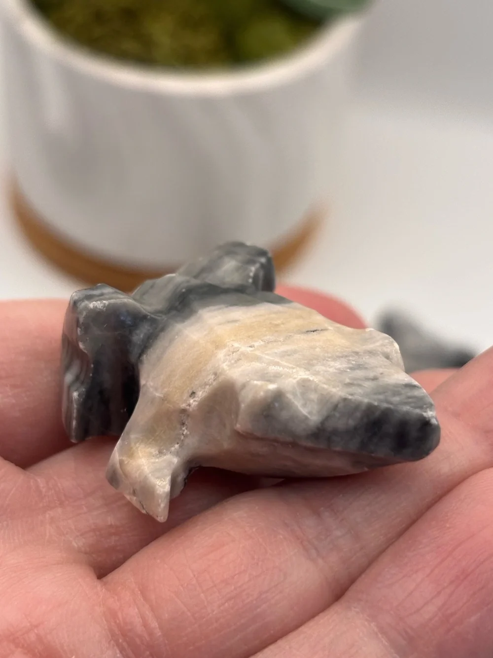 Set of 6 Hand-Carved Stone Frog Miniature Figurines, Set of Marble Trinkets